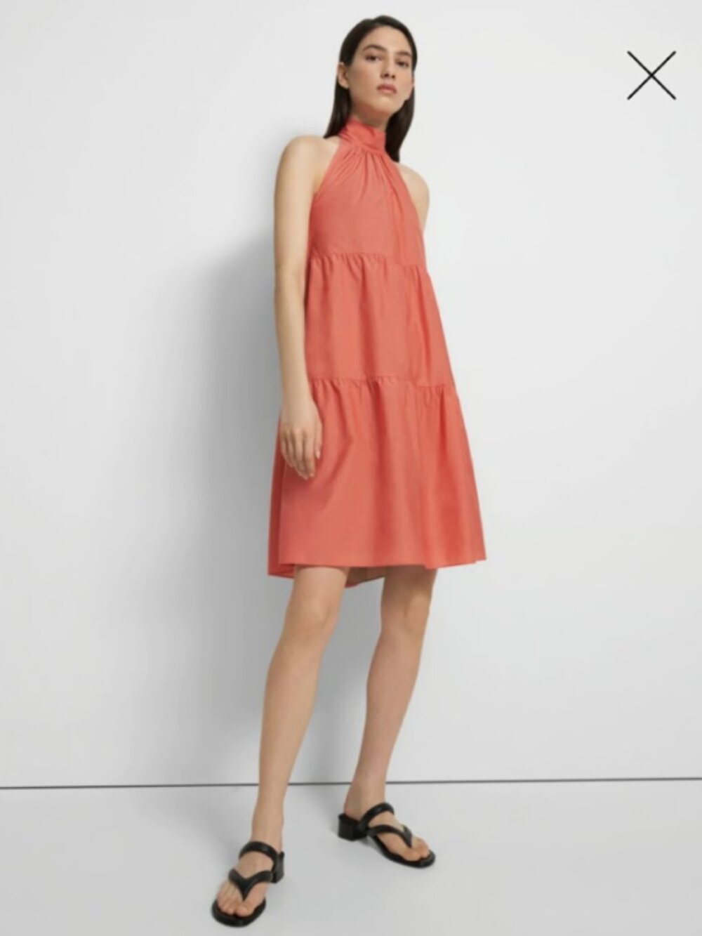 Theory Pink Coral Summer Halter Dress Size L NWT